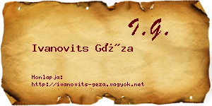 Ivanovits Géza névjegykártya